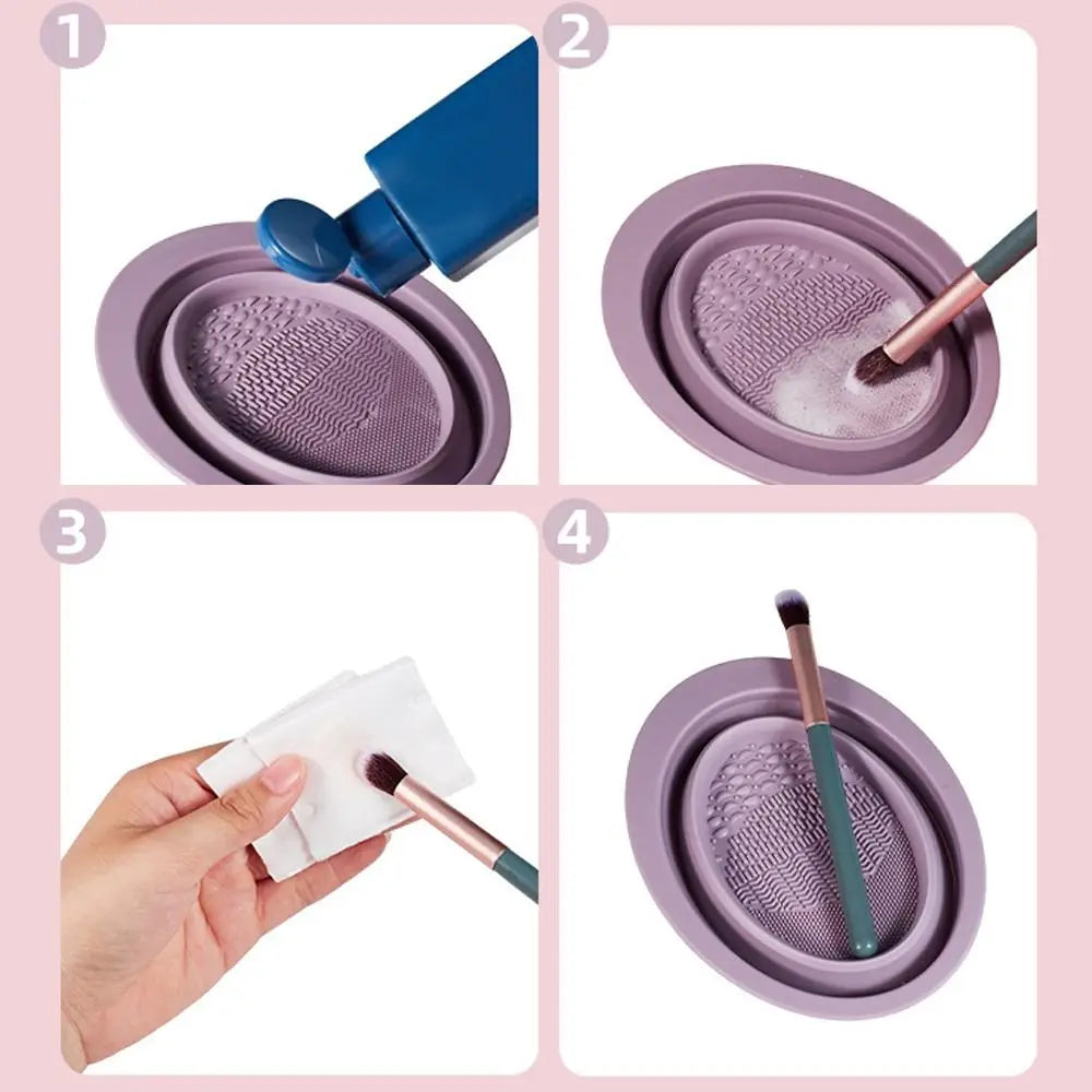 Silicone Makeup Brush Cleaning Bowl Beauty Cosmetic Brush Cleaner Makeup Brush Cleaning Mat Korean Style Multifunction