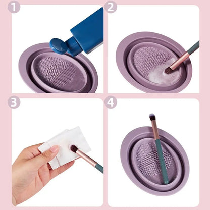 Silicone Makeup Brush Cleaning Bowl Beauty Cosmetic Brush Cleaner Makeup Brush Cleaning Mat Korean Style Multifunction
