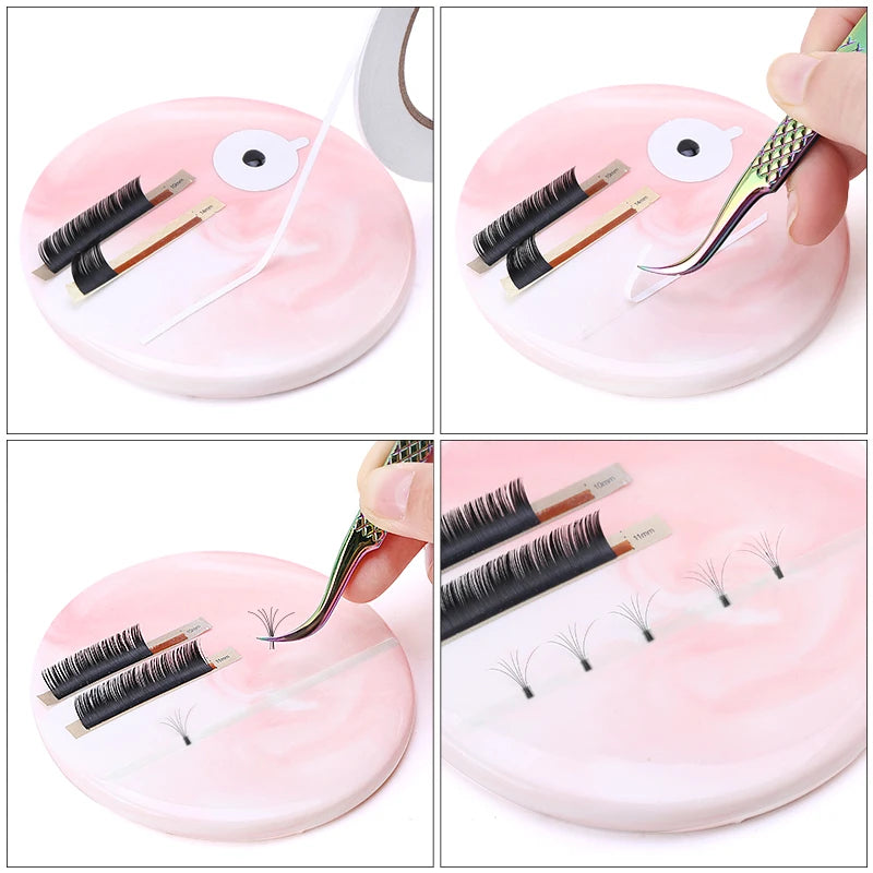 40m/Set Easy fan Tapes 3D Volume Eyelash Extension Supplies Graft Pallet Lashes Holder Display Stand Sticky Strip Makeup Tools