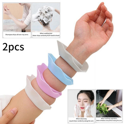 1 Pair Washing Face Wrist Watch Band Flower Shape Silicone Solid Color Waterproof Hair Accessories Head Wrap Makeup Care Tool