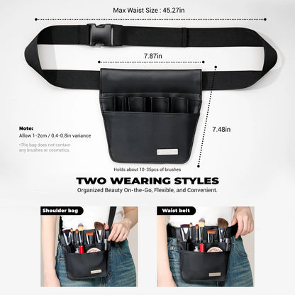 Jessup Makeup Artist Belt Bag for Makeup Accessories Women Bags Make Up Tools Travel Beauty Case Black Small CB021