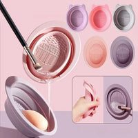 Silicone Makeup Brush Cleaning Bowl Beauty Cosmetic Brush Cleaner Makeup Brush Cleaning Mat Korean Style Multifunction