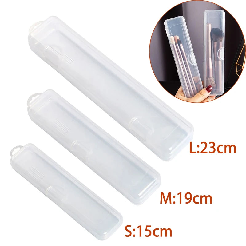 15/19/23CM Portable Makeup Brush Organizer Eyebrow Pencil Storage Box With Cover Transparent Plastic Storage Box Accessories