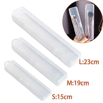 15/19/23CM Portable Makeup Brush Organizer Eyebrow Pencil Storage Box With Cover Transparent Plastic Storage Box Accessories