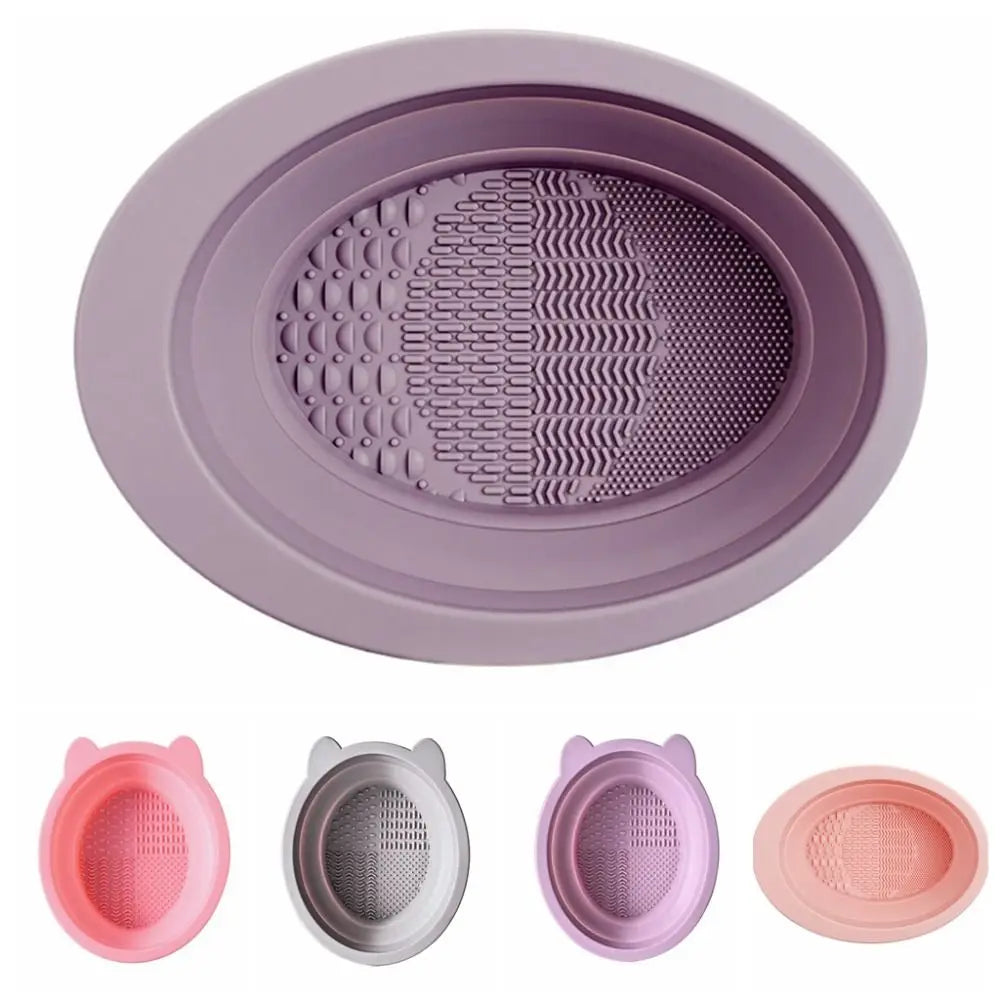 Silicone Makeup Brush Cleaning Bowl Beauty Cosmetic Brush Cleaner Makeup Brush Cleaning Mat Korean Style Multifunction