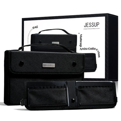 Jessup Makeup Artist Belt Bag for Makeup Accessories Women Bags Make Up Tools Travel Beauty Case Black Small CB021