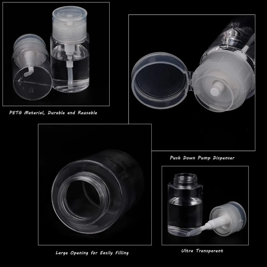 100ml Refillable Empty Press Clear Dispenser Liquid Container Pump Bottle Remover Cleaner Polish Makeup Manicure Tools Accessory