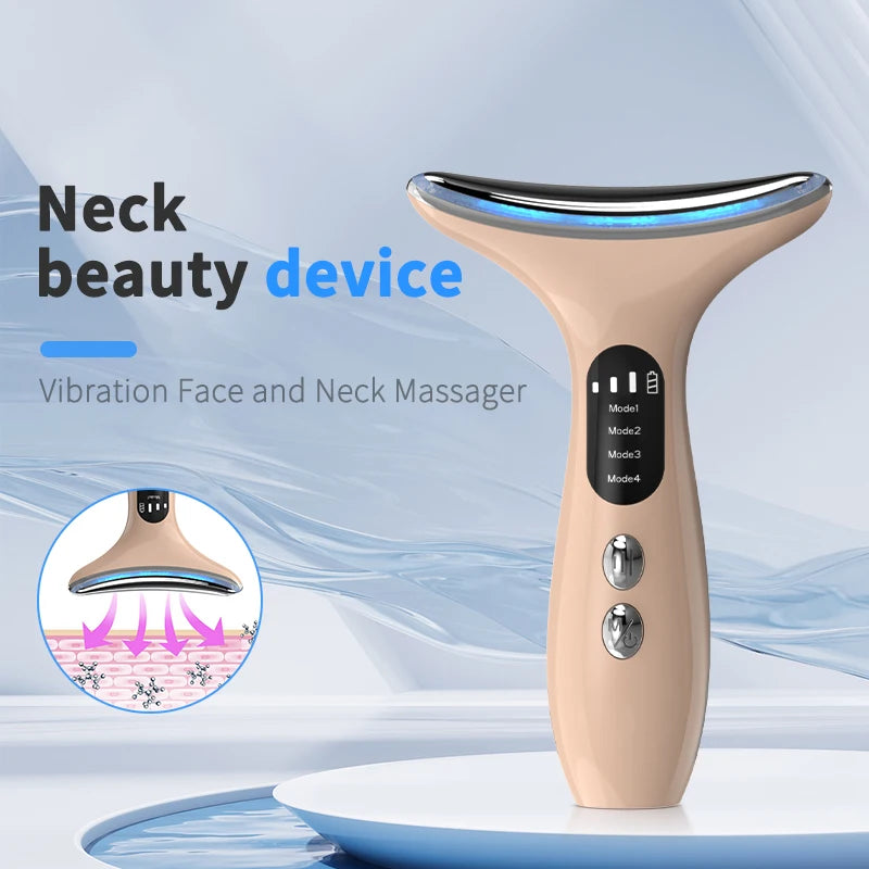 EMS Micro-current Neck Face Beauty Device 7 Color Facial Massager for Enhanced Face Neck and Shoulder Care with Vibrating