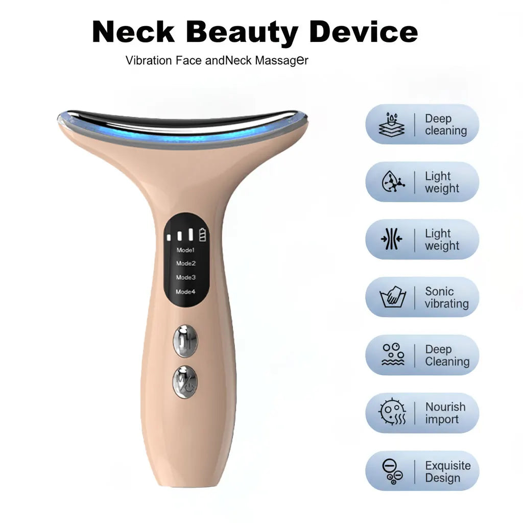 EMS Micro-current Neck Face Beauty Device 7 Color Facial Massager for Enhanced Face Neck and Shoulder Care with Vibrating
