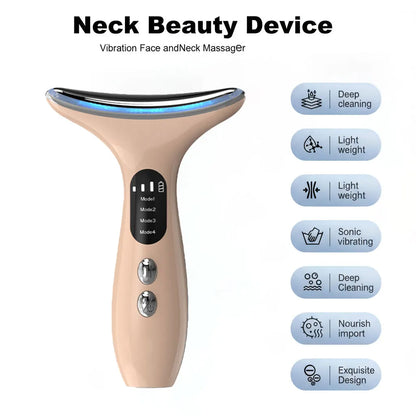 EMS Micro-current Neck Face Beauty Device 7 Color Facial Massager for Enhanced Face Neck and Shoulder Care with Vibrating