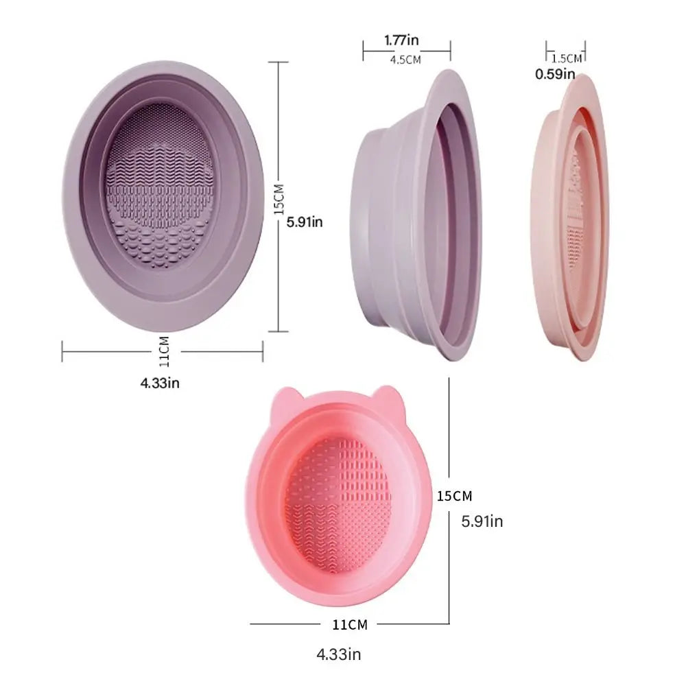 Silicone Makeup Brush Cleaning Bowl Beauty Cosmetic Brush Cleaner Makeup Brush Cleaning Mat Korean Style Multifunction