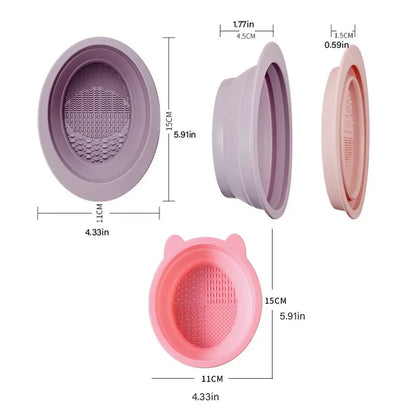 Silicone Makeup Brush Cleaning Bowl Beauty Cosmetic Brush Cleaner Makeup Brush Cleaning Mat Korean Style Multifunction