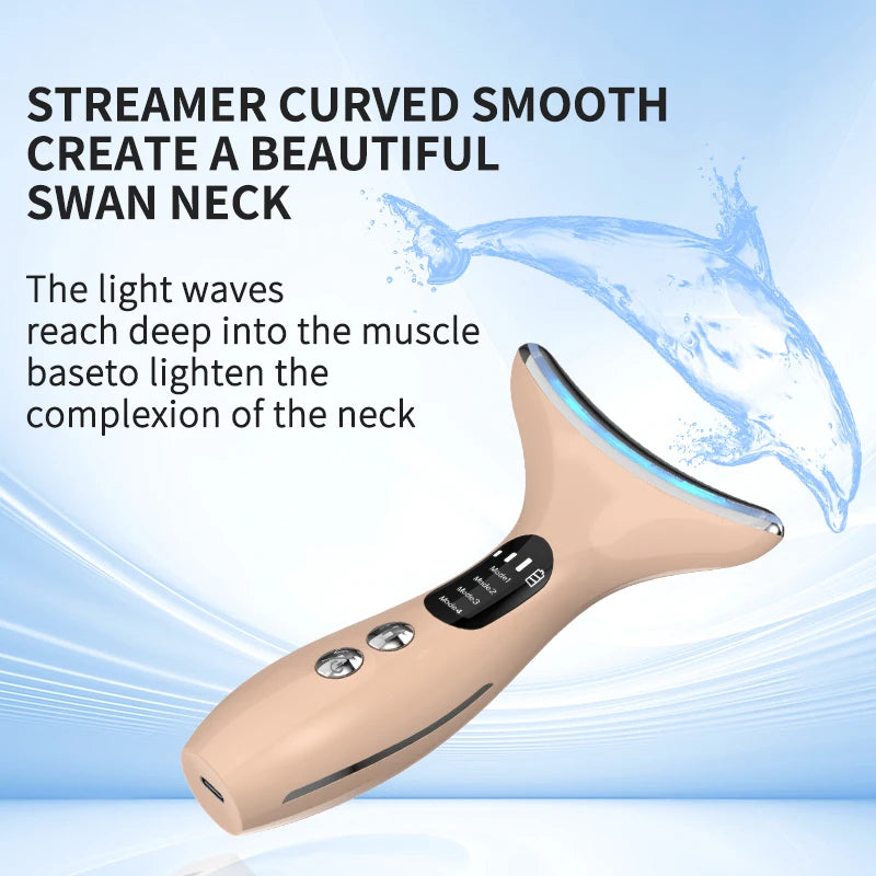 EMS Micro-current Neck Face Beauty Device 7 Color Facial Massager for Enhanced Face Neck and Shoulder Care with Vibrating