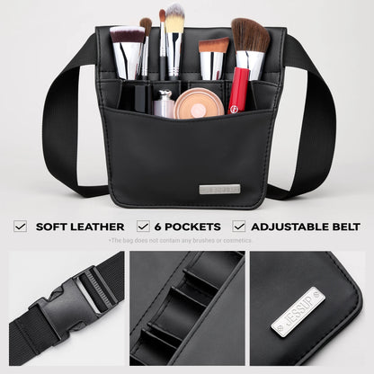 Jessup Makeup Artist Belt Bag for Makeup Accessories Women Bags Make Up Tools Travel Beauty Case Black Small CB021
